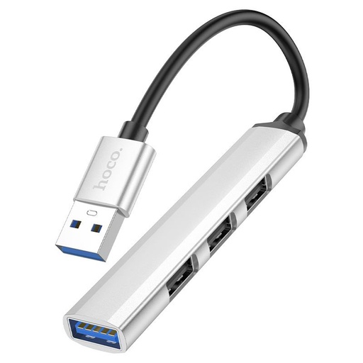 Hoco HB26 HUB aluminium Type-C hub, 1db USB3.0 + 3db USB2.0 csatlakozással (max 1TB-os merevlemez támogatás) , fémszürke