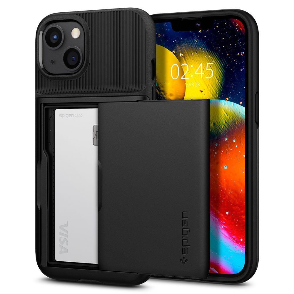 Apple iPhone 13 Spigen slim armor CS ütésálló hátlap tok (Fekete)