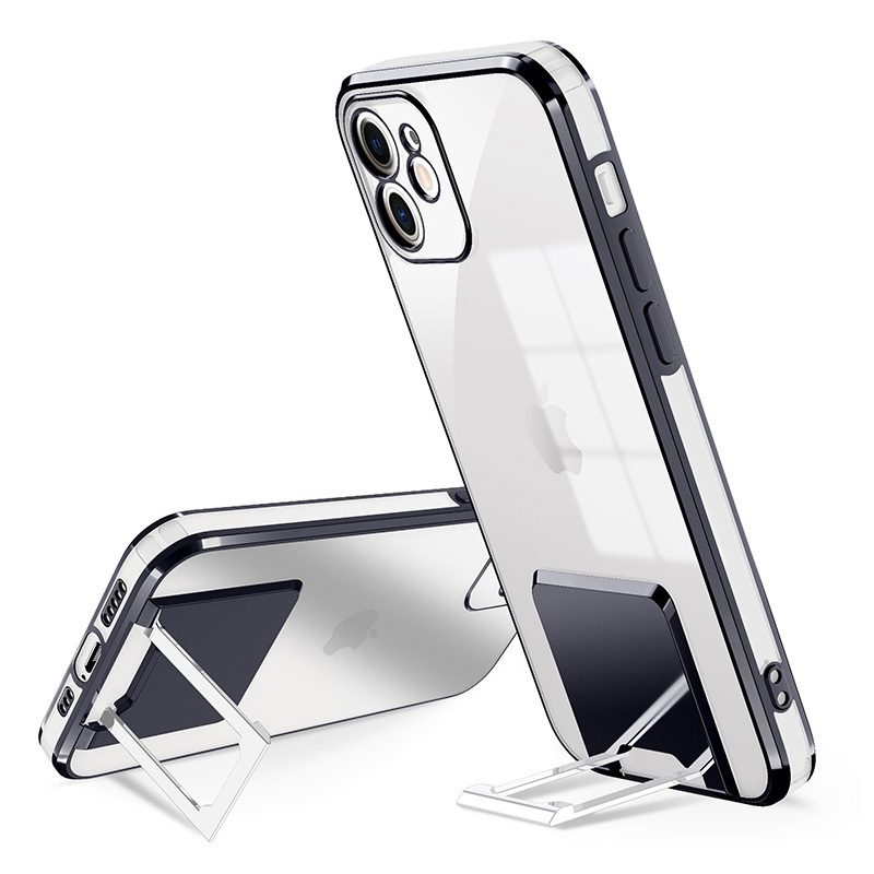 Apple iPhone 7/8/SE 2020/SE 2022 luxury kitámasztós hátlap tok (Fekete)