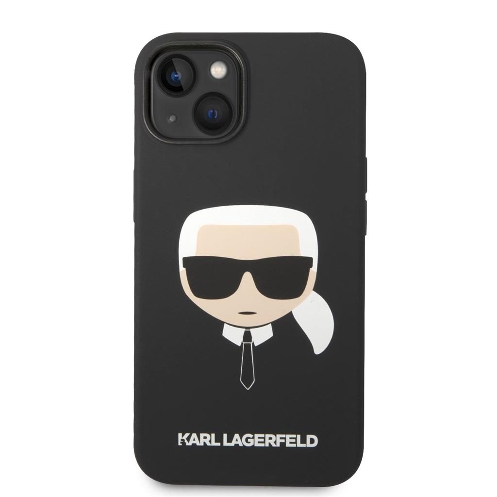 Apple iPhone 14 Karl Lagerfeld MagSafe Compatible Liquid Silicone Karl Head tok (Fekete) – KLHMP14SSLKHBK