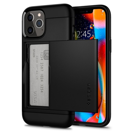 Apple iPhone 12/12 Pro Spigen slim armor CS ütésálló hátlap tok (Fekete)