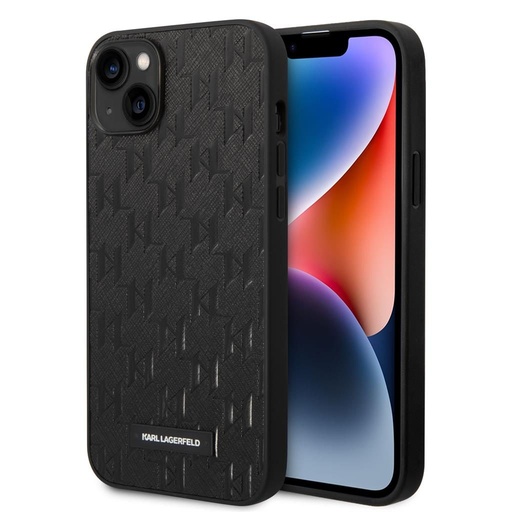 Apple iPhone 14 Plus Karl Lagerfeld Saffiano Monogram tok (Fekete) – KLHCP14MSAKLHPK