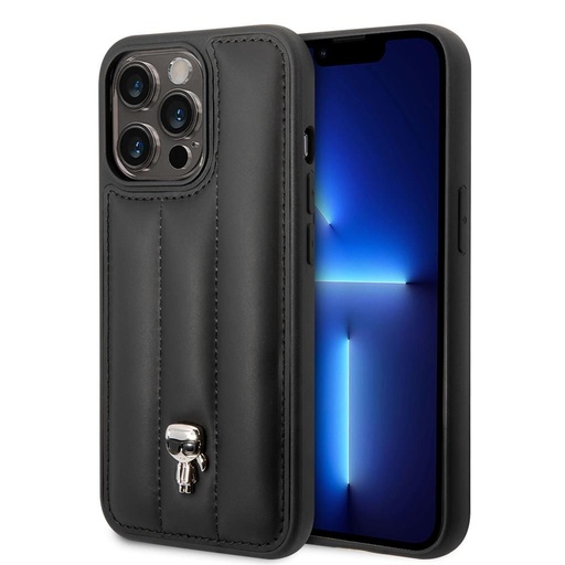 Apple iPhone 14 Pro Karl Lagerfeld Quilted Puffy Ikonik Logo tok (Fekete) – KLHCP14LPSQPK