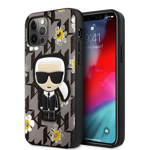 Apple iPhone 12/12 Pro Karl Lagerfeld Ikonik Flowertok (Szürke) – KLHCP12MPMNFIK1