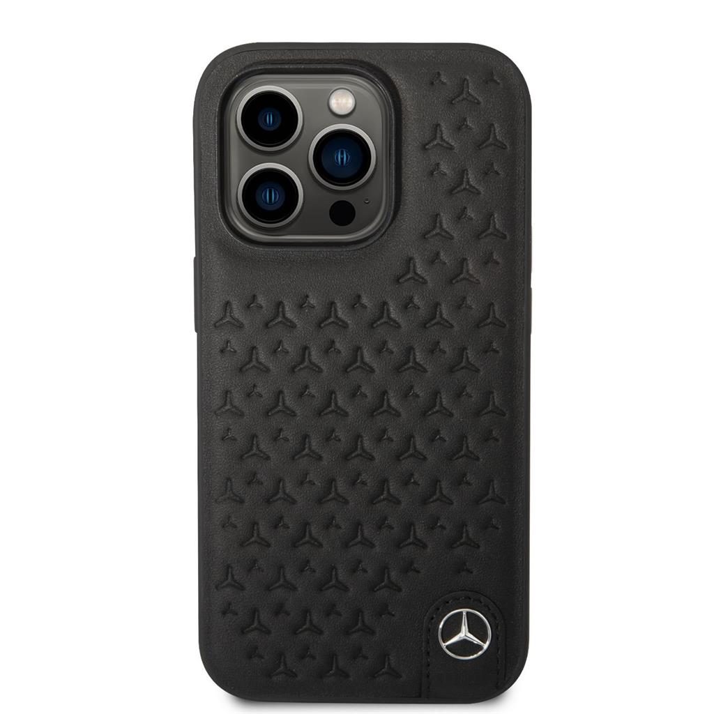 Apple iPhone 14 Pro Mercedes bőr hátlap tok (Fekete)