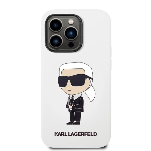 Apple iPhone 14 Pro Max Karl Lagerfeld Liquid Silicone Ikonik NFT tok (Fehér) – KLHCP14XSNIKBCH