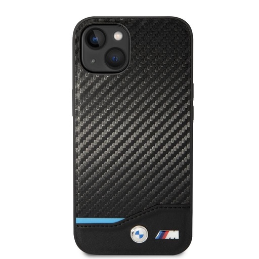 Apple iPhone 14 BMW M PU Carbon tok – Blue Line (Fekete) - BMHCP14S22NBCK
