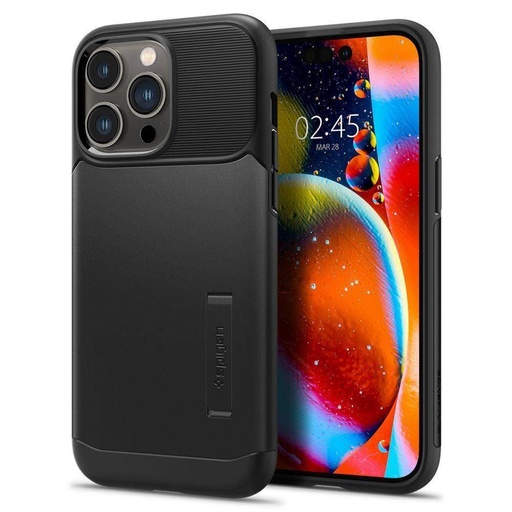 Apple iPhone 14 Pro Spigen slim armor ütésálló hátlap tok (Fekete)