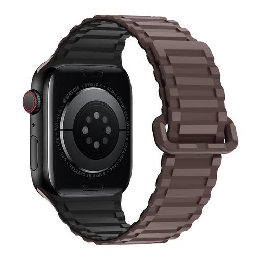 Apple Watch 42 / 44 / 45 / 49 mm Hoco WA06 flexibilis mágneses szilikon szíj kávé fekete