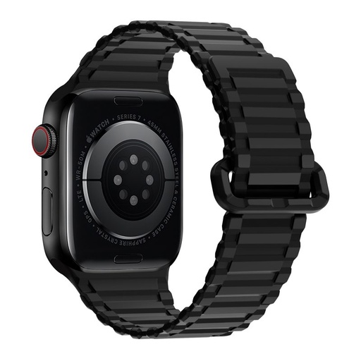 Apple Watch 42 / 44 / 45 / 49 mm Hoco WA06 flexibilis mágneses szilikon szíj fekete