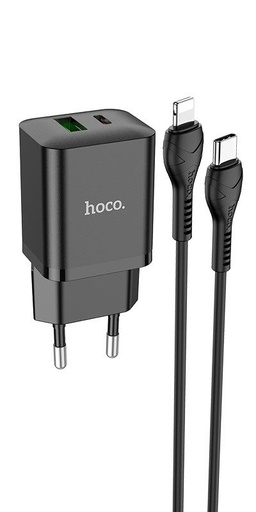 Hoco N28 hálózati gyorstöltő (QC + PD csatlakozó), PD lightning kábel, fekete