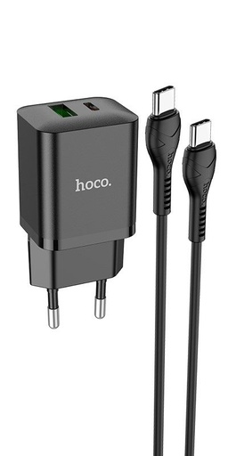 Hoco N28 hálózati gyorstöltő (QC + PD csatlakozó), PD type-C kábel, fekete