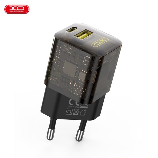 XO CE05 PD 30W gyorstöltő (Barna) – QC 3.0 18W, USB-A + USB-C csatlakozó