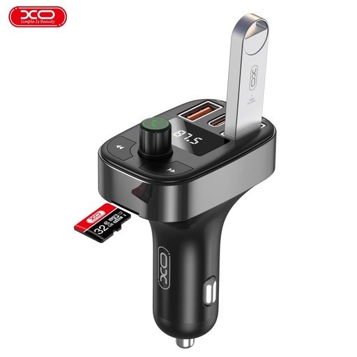 XO BCC06 FM transmitter USB-C 25W+USB-A 25W=50W MP3+TF card, fekete