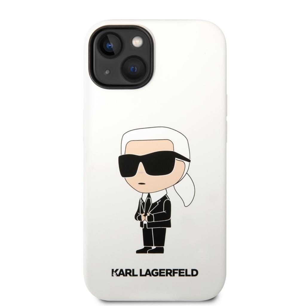 Apple iPhone 14 Karl Lagerfeld Liquid Silicone Ikonik NFT tok (Fehér) – KLHCP14SSNIKBCH