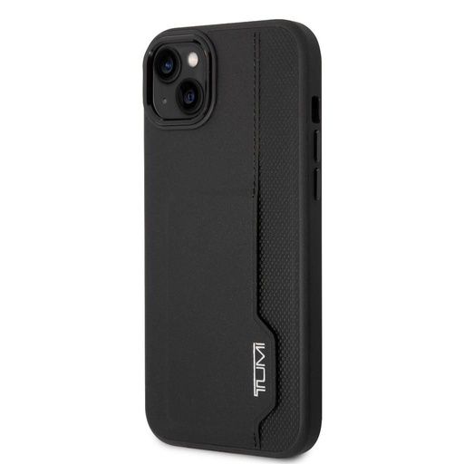 Apple iPhone 14 Plus TUMI card slot bőr prémium hátlap tok (Fekete) - TUHCP14MRCPK