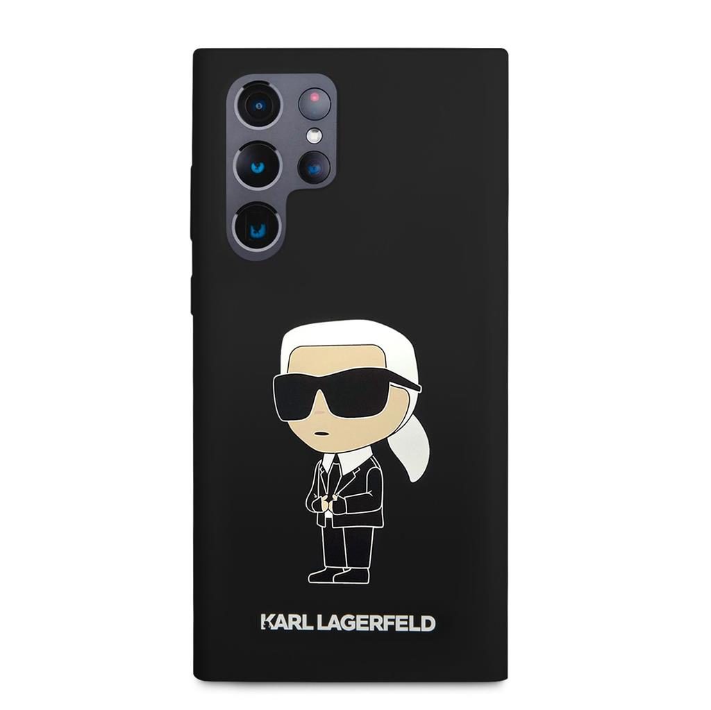 Samsung Galaxy S23 Ultra Karl Lagerfeld Liquid Silicone Ikonik NFT tok (Fekete) – KLHCS23LSNIKBCK