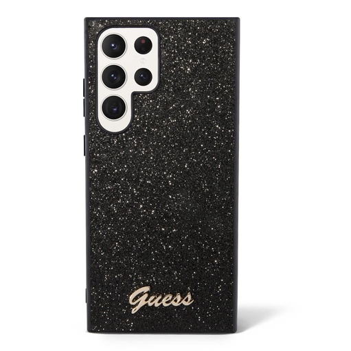 Samsung Galaxy S23 Ultra Guess Glitter Flakes Metal Logo tok (Fekete) - GUHCS23LHGGSHK
