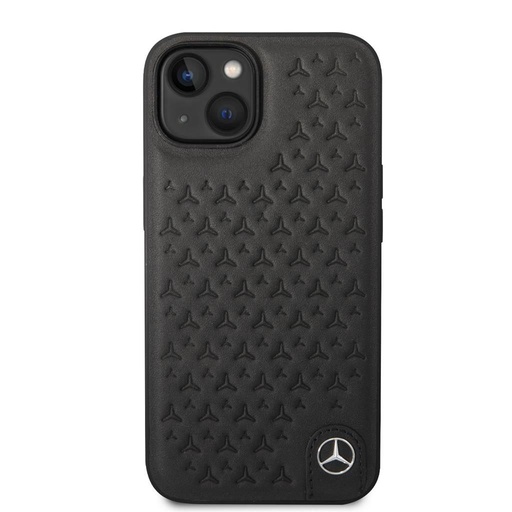 Apple iPhone 14 Mercedes bőr hátlap tok (Fekete)