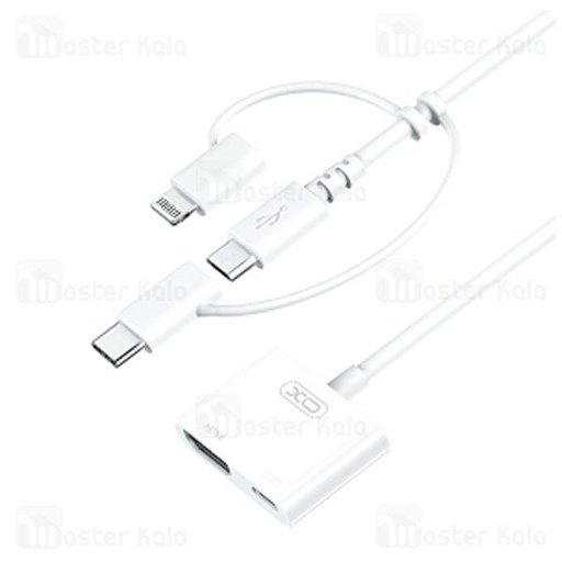 XO HUB009 3 az 1-ben HDMI adapter (Fehér) – Type-C / Micro / Lightning bemenet