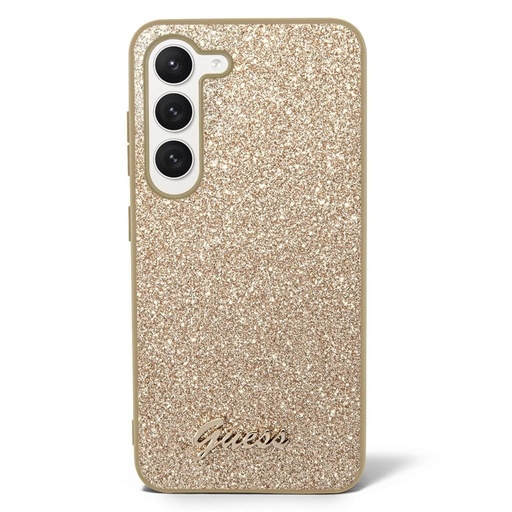 Samsung Galaxy S23 Guess Glitter Flakes Metal Logo tok (Arany) - GUHCS23SHGGSHD