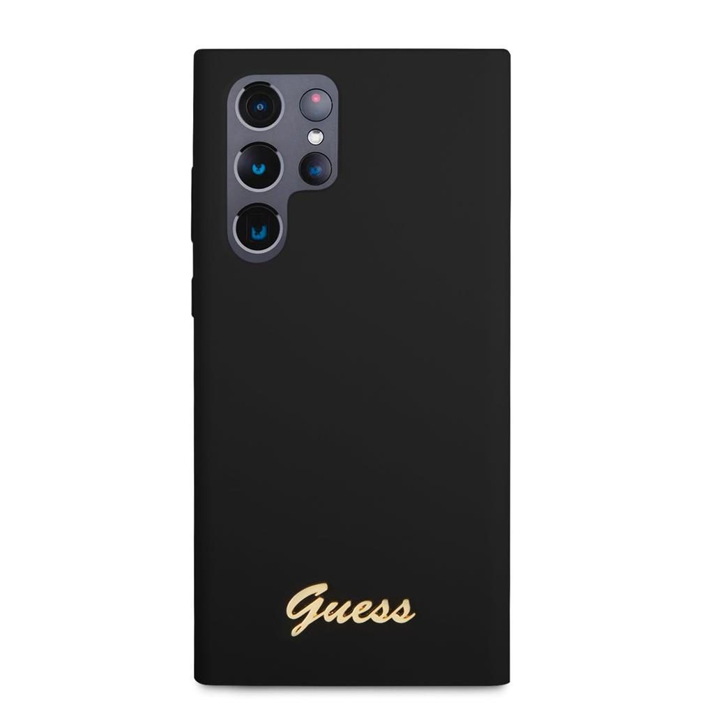 Samsung Galaxy S23 Ultra Guess Liquid Silicone Metal Logo tok (Fekete) - GUHCS23LSLSMK