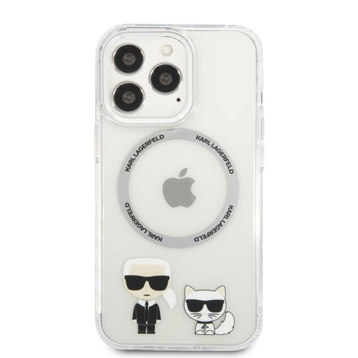 Apple iPhone 13 Pro Karl Lagerfeld MagSafe Compatible Karl and Choupette tok (Átlátszó) – KLHMP13LHKCT