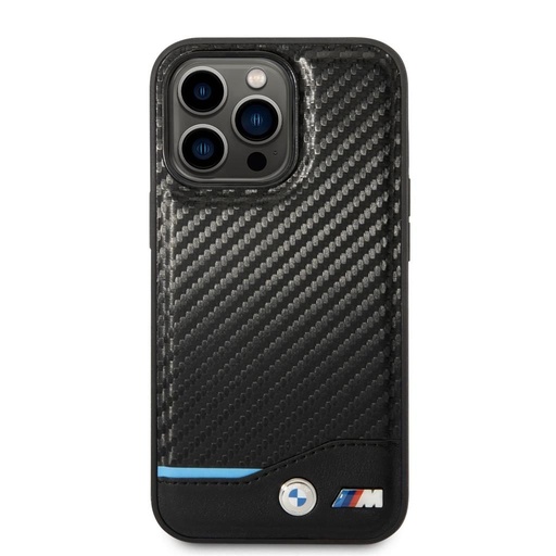 Apple iPhone 14 Pro BMW M PU Carbon tok – Blue Line (Fekete) - BMHCP14L22NBCK