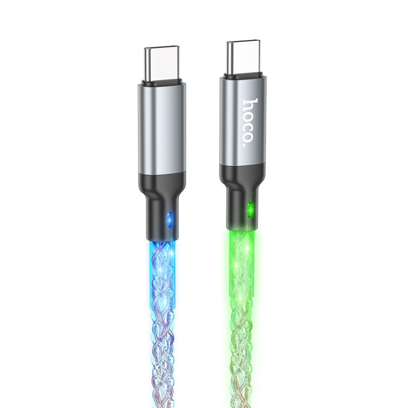 Hoco U112 adat/töltő kábel Type-C-Type-C, akár 60W teljesítmény támogatással szürke