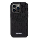 Apple iPhone 14 Pro Max Karl Lagerfeld Saffiano Monogram Card Slot tok (Fekete) – KLHCP14XSAKLHPPK