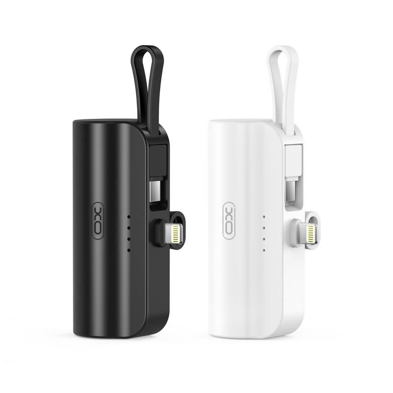 XO PB304 power bank 3300 mAh (Fekete) – mini, kijelző, tartóbak, beépített USB-C kábel