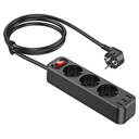 Hoco NS2 nagy teljesítményű hosszabbító aljzat, 3 aljzat + 3 * USB 5V / 2.4A kimenet fekete