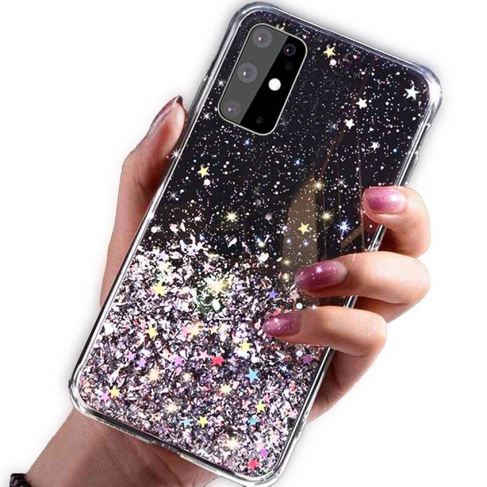 Apple iPhone 14 Pro Max glue glitter hátlap tok (Fekete)