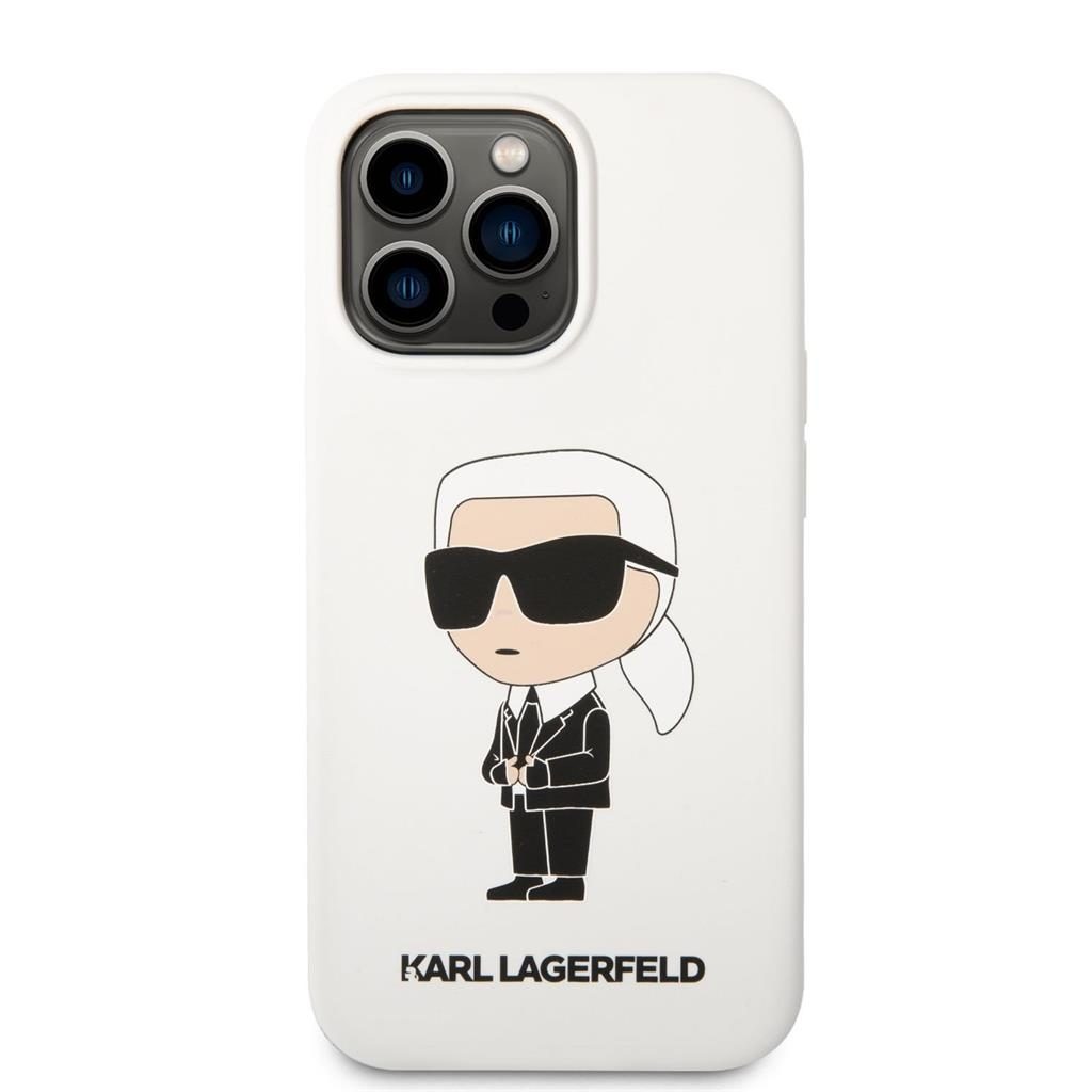 Apple iPhone 13 Pro Karl Lagerfeld Liquid Silicone Ikonik NFT tok (Fehér) – KLHCP13LSNIKBCH