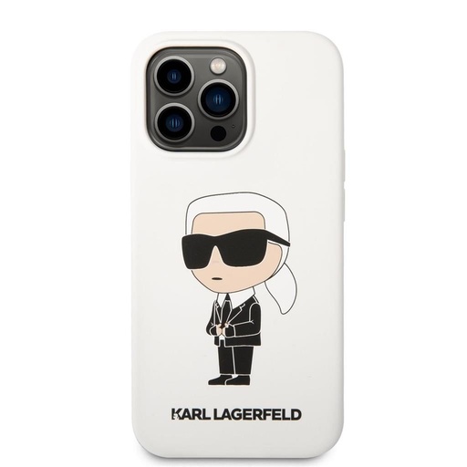 Apple iPhone 13 Pro Karl Lagerfeld Liquid Silicone Ikonik NFT tok (Fehér) – KLHCP13LSNIKBCH