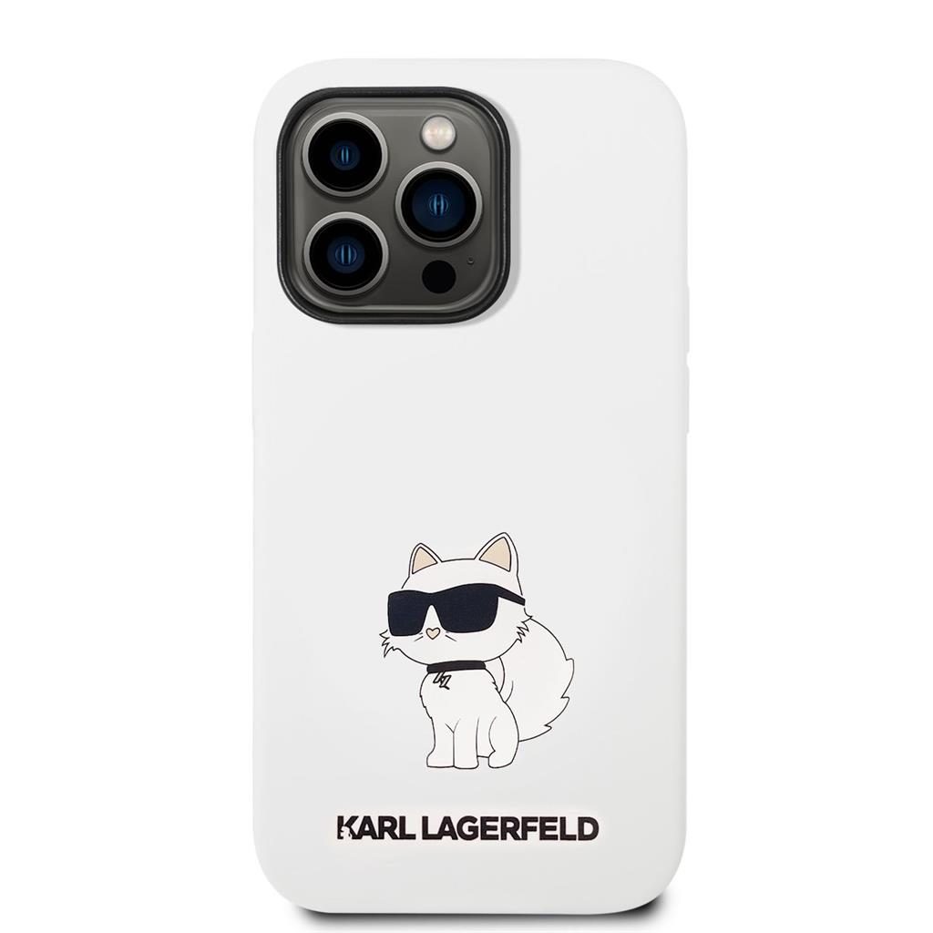 Apple iPhone 14 Pro Max Karl Lagerfeld Liquid Silicone Choupette NFT tok (Fehér) – KLHCP14XSNCHBCH