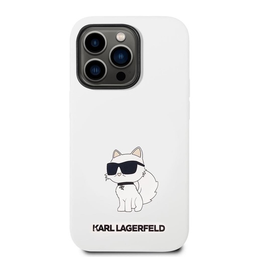 Apple iPhone 14 Pro Max Karl Lagerfeld Liquid Silicone Choupette NFT tok (Fehér) – KLHCP14XSNCHBCH