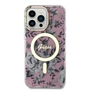 Apple iPhone 14 Pro Max Guess Flowers IML MagSafe tok (Rózsaszín) - GUHMP14XHCFWSP