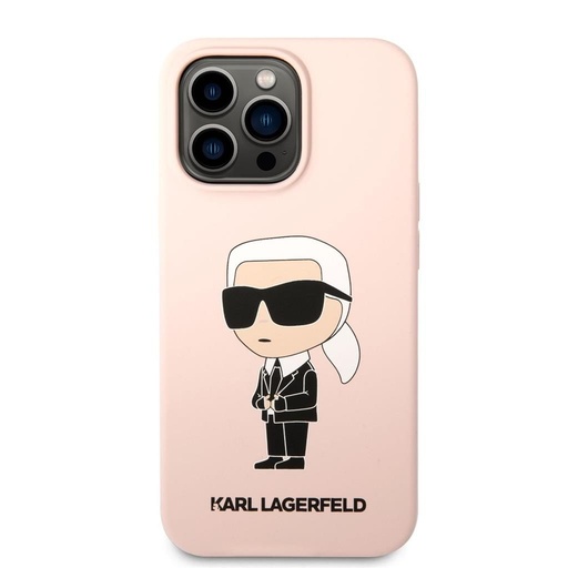 Apple iPhone 13 Pro Karl Lagerfeld Liquid Silicone Ikonik NFT tok (Rózsaszín) – KLHCP13LSNIKBCP