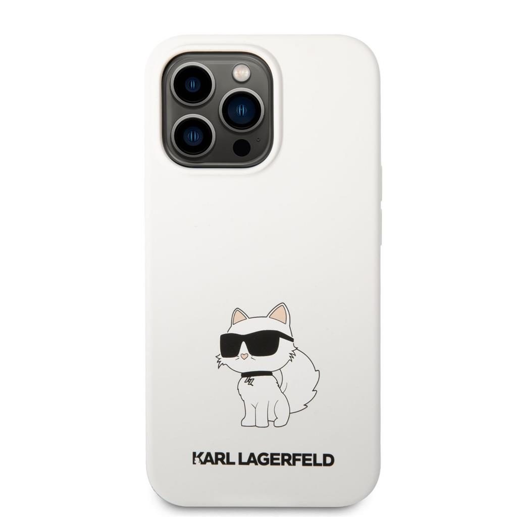 Apple iPhone 13 Pro Max Karl Lagerfeld Liquid Silicone Choupette NFT tok (Fehér) – KLHCP13XSNCHBCH