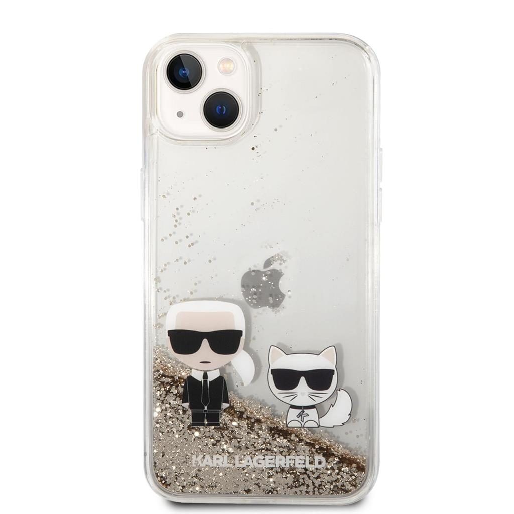 Apple iPhone 14 Plus Karl Lagerfeld Liquid Glitter Karl and Choupette tok (Arany) – KLHCP14MGKCD