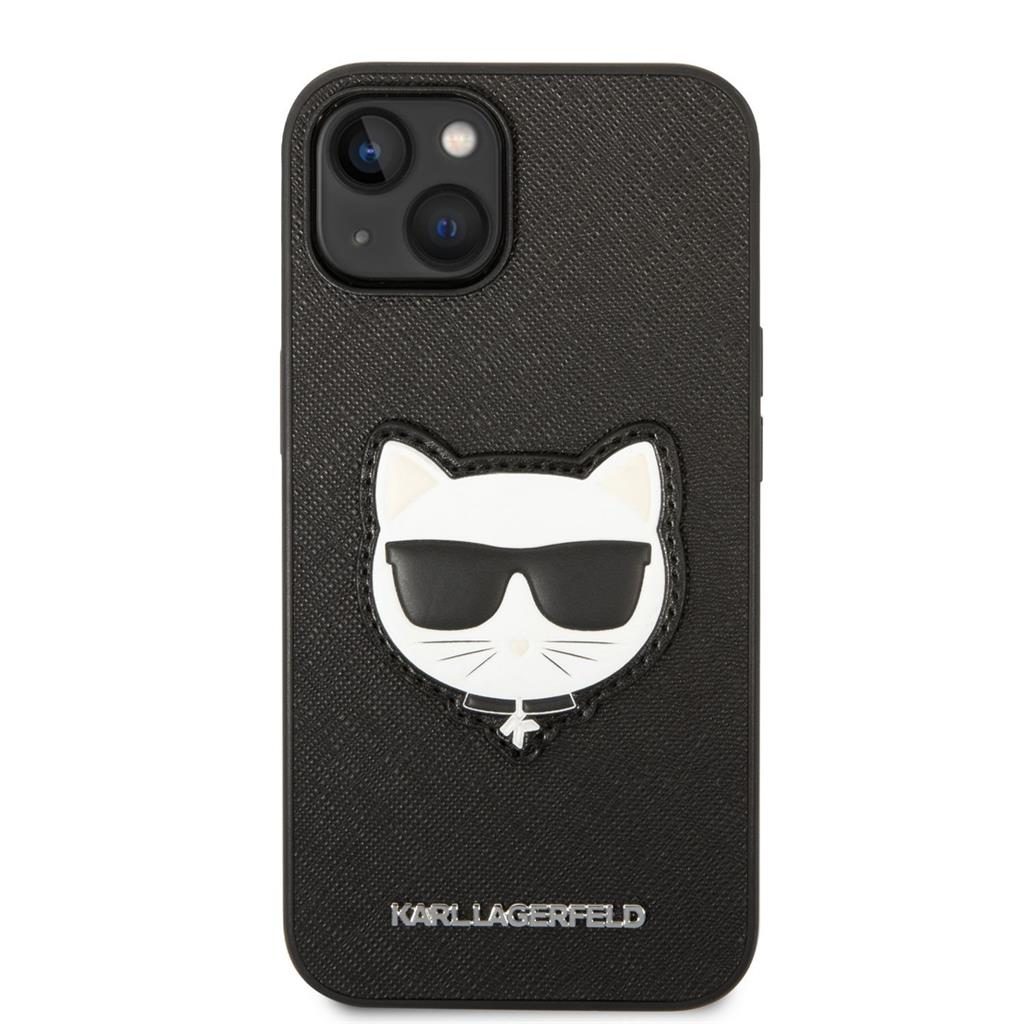 Apple iPhone 14 Karl Lagerfeld PU Saffiano Choupette Head tok (Fekete) – KLHCP14SSAPCHK