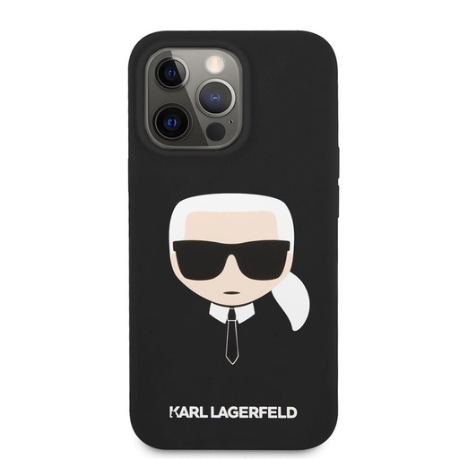 Apple iPhone 13 Pro Max Karl Lagerfeld MagSafe Compatible Liquid Silicone Karl Head tok (Fekete) – KLHMP13XSLKHBK