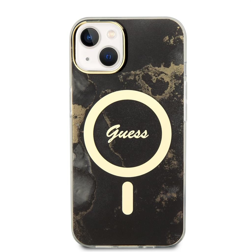 Apple iPhone 14 Guess Marble IML MagSafe tok (Fekete) - GUHMP14SHTMRSK