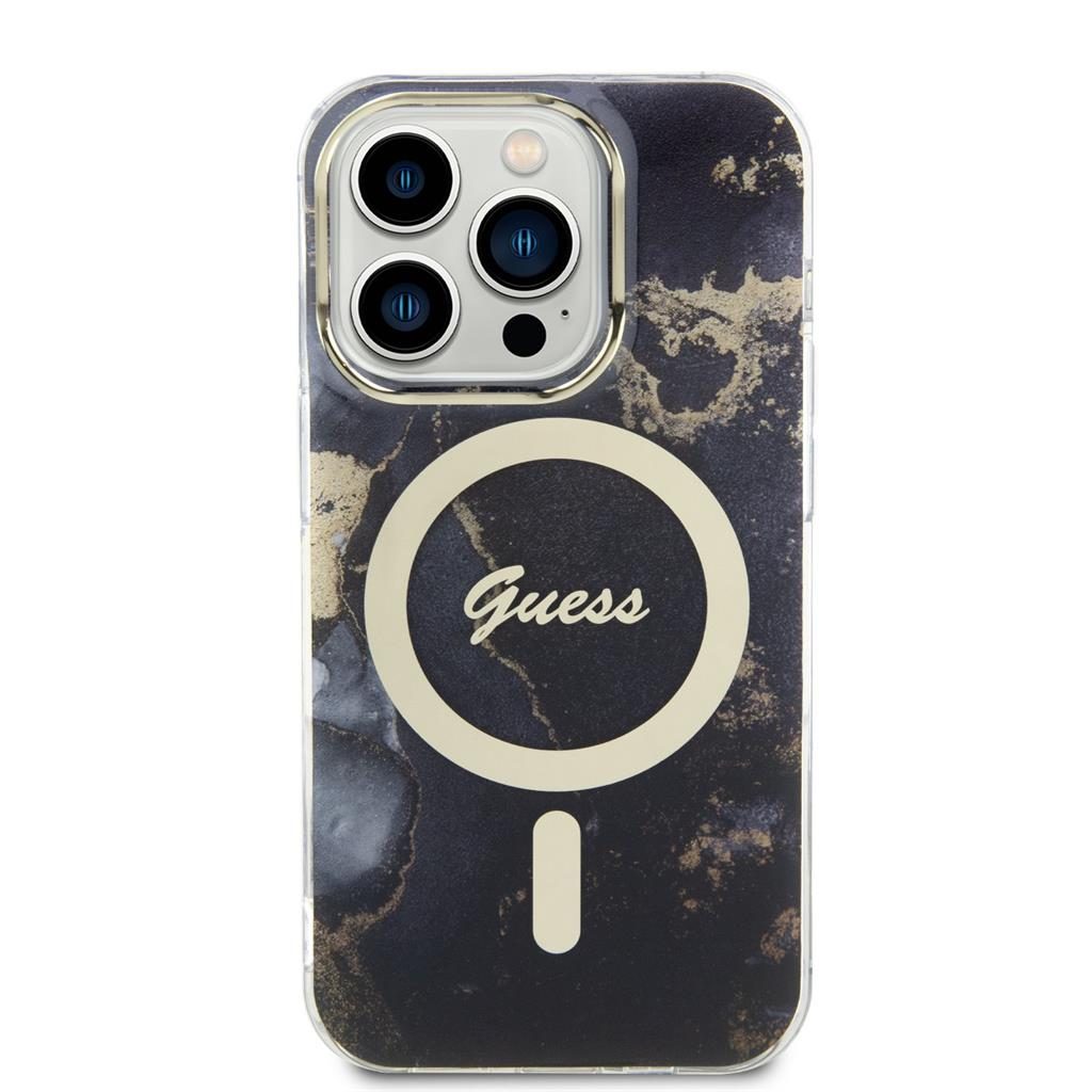 Apple iPhone 13 Pro Guess Marble IML MagSafe tok (Fekete) - GUHMP13LHTMRSK