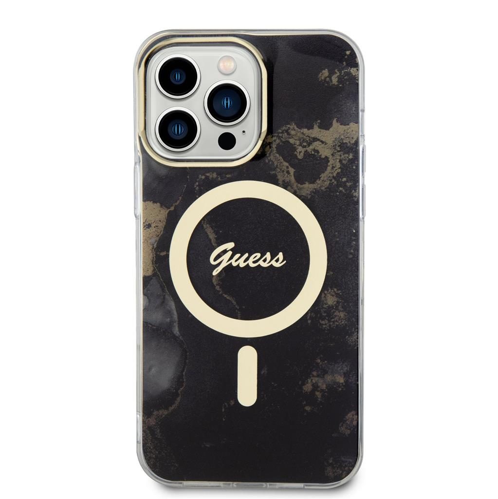 Apple iPhone 13 Pro Max Guess Marble IML MagSafe tok (Fekete) - GUHMP13XHTMRSK