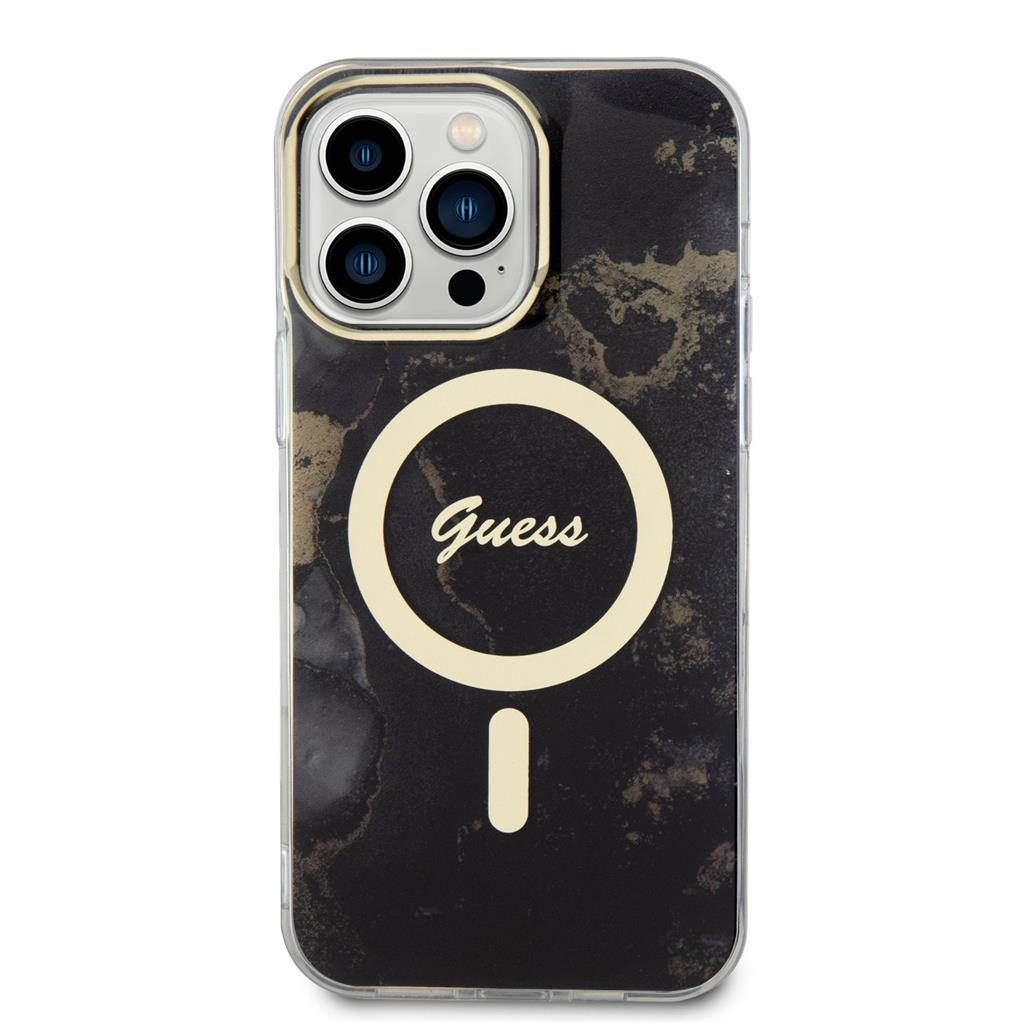Apple iPhone 14 Pro Max Guess Marble IML MagSafe tok (Fekete) - GUHMP14XHTMRSK