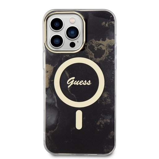 Apple iPhone 14 Pro Max Guess Marble IML MagSafe tok (Fekete) - GUHMP14XHTMRSK