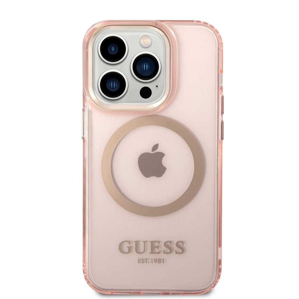 Apple iPhone 14 Pro Max Guess áttetsző MagSafe tok (Rózsaszín) – GUHMP14XHTCMP