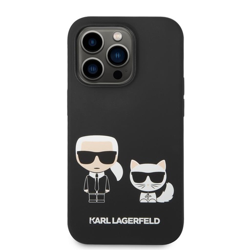 Apple iPhone 14 Pro Max Karl Lagerfeld & Choupette folyékony szilikontok (Fekete) – KLHCP14XSSKCK
